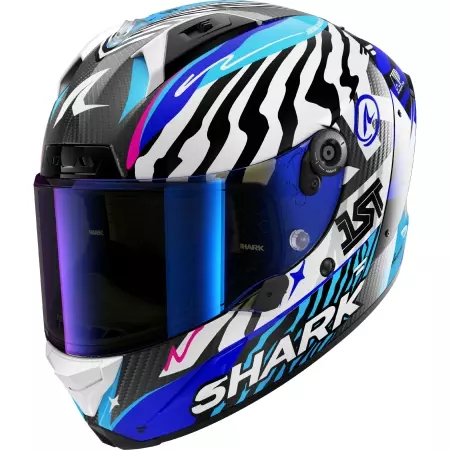 Casque Shark Aeron Speed-Fancy Carbone Blanc Bleu