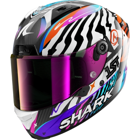 Casque Shark Aeron Speed-Fancy Carbone Blanc Orange