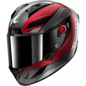 Casque Shark Aeron Mekarium Carbone Rouge Argent
