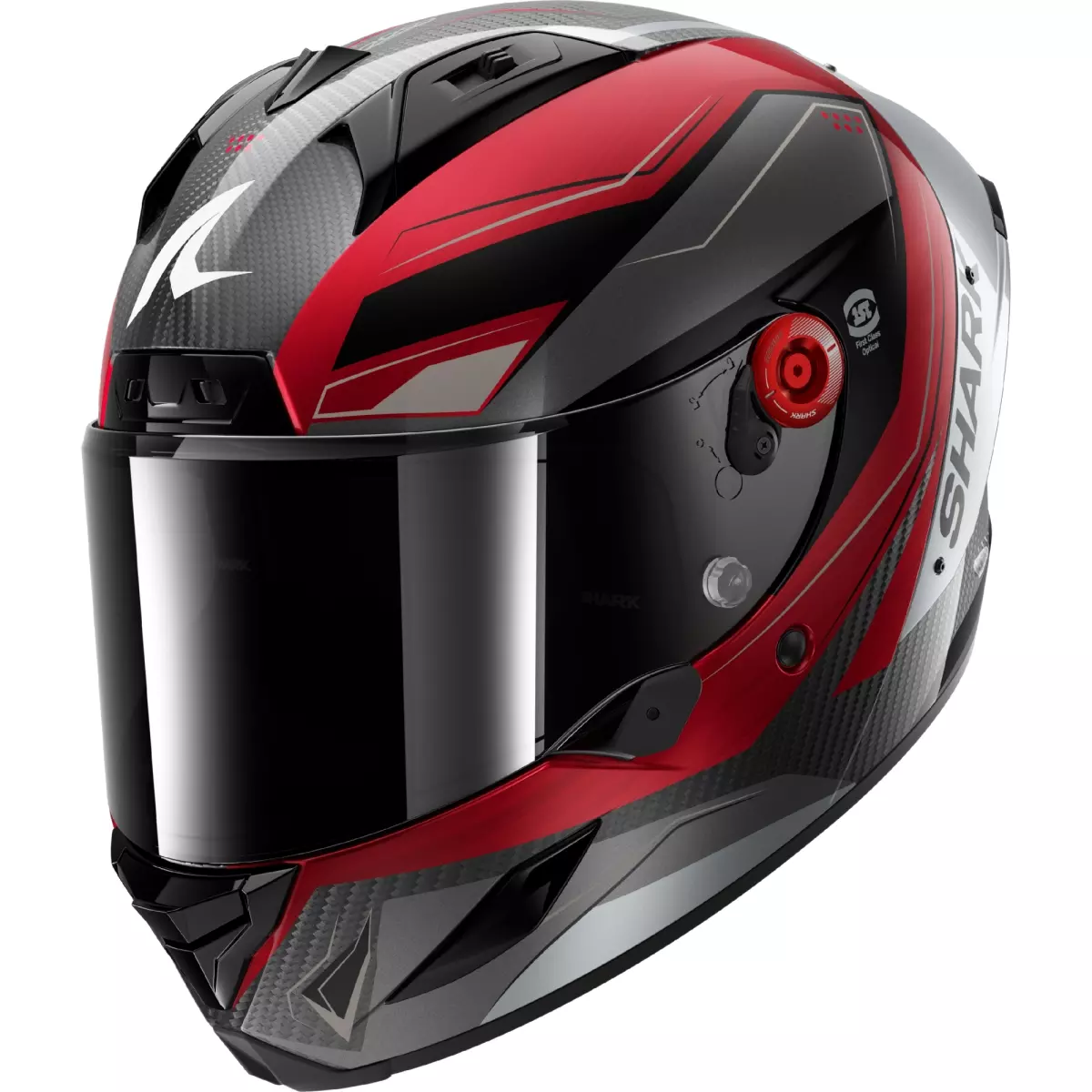Casque Shark Aeron Mekarium Carbone Rouge Argent