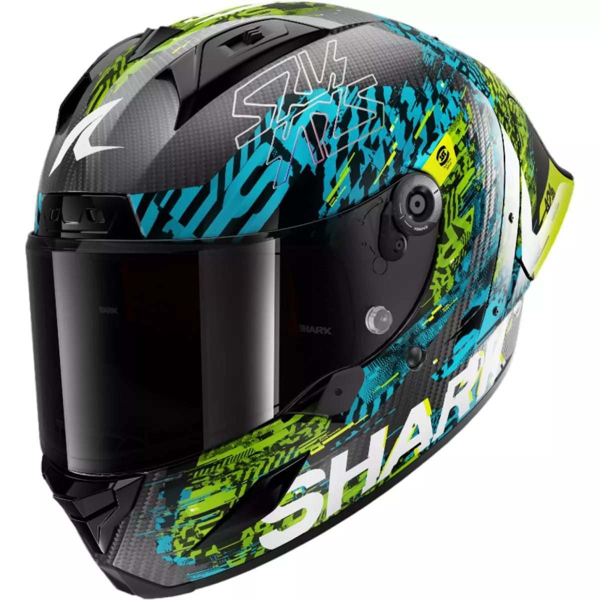 Casque Shark Aeron-GP Fim 2 Speed-Vib Carbon Bleu Vert