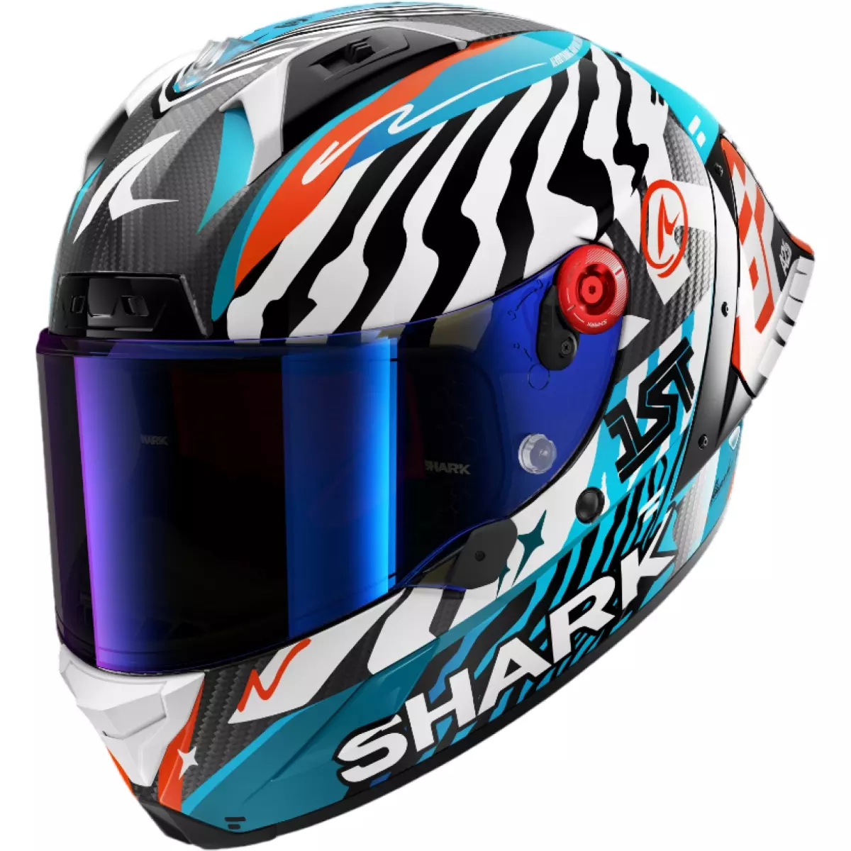 Casque Shark Aeron-GP Fim 2 Speed-Fancy Carbon Blanc Bleu