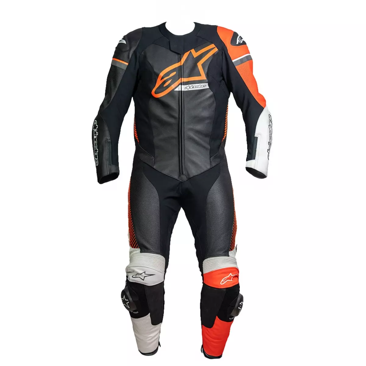 Combinaison Alpinestars GP Force Phantom Noir Blanc Rouge Fluo