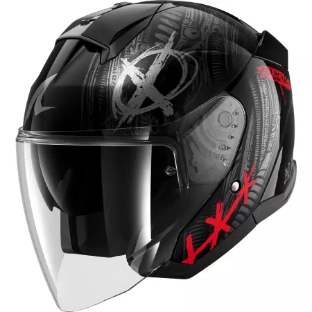 Casque Shark Skwal Jet Shiever Noir Anthracite Rouge