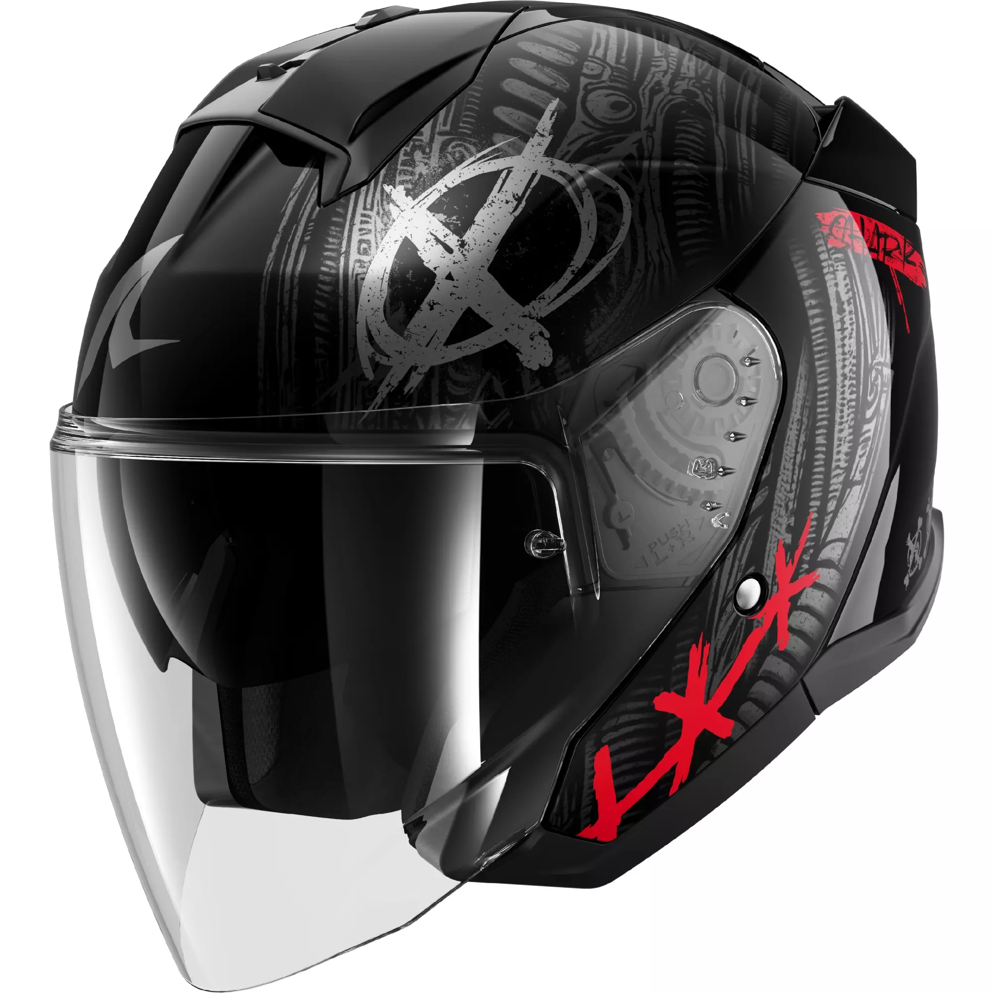 Casque Shark Skwal Jet Shiever Noir Anthracite Rouge