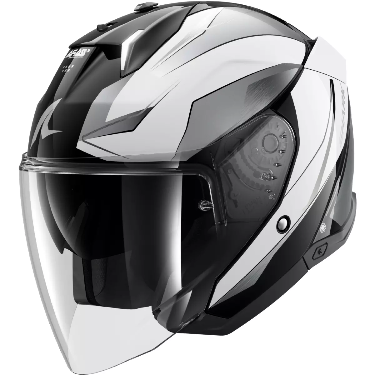 Casque Shark Skwal I3 Jet Mekarium Noir Chrome Blanc Brillant