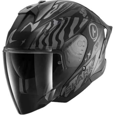 Casque Shark Skwal Jet Cup Speed-Fancy Noir Anthracite Argent Mat