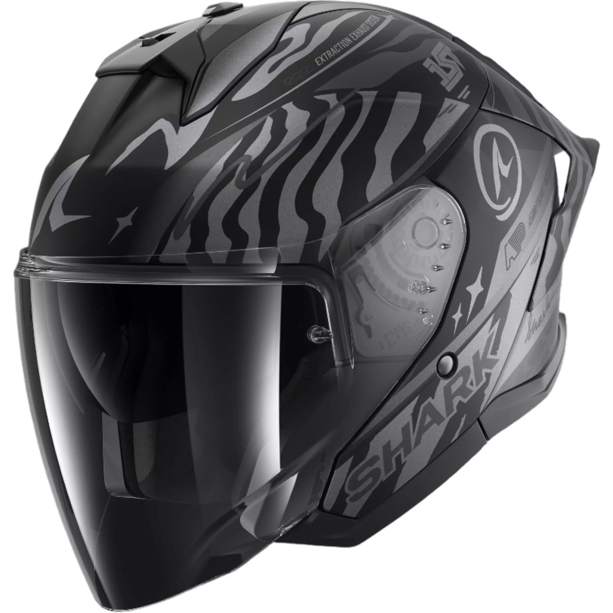 Casque Shark Skwal Jet Cup Speed-Fancy Noir Anthracite Argent Mat