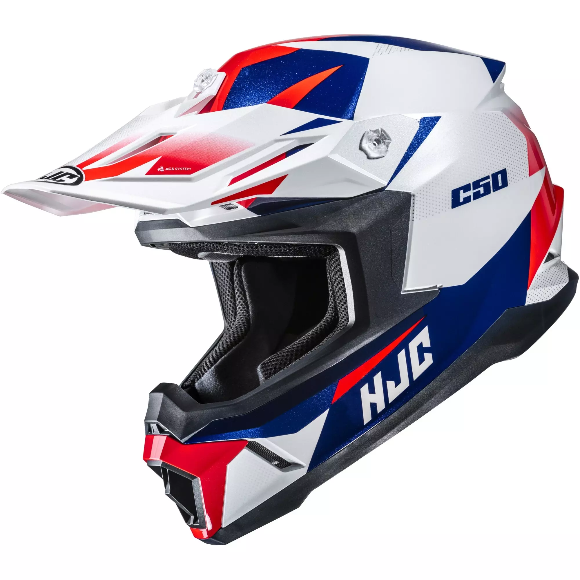 Casque Cross HJC C50 Slide MC21 Bleu Blanc Rouge