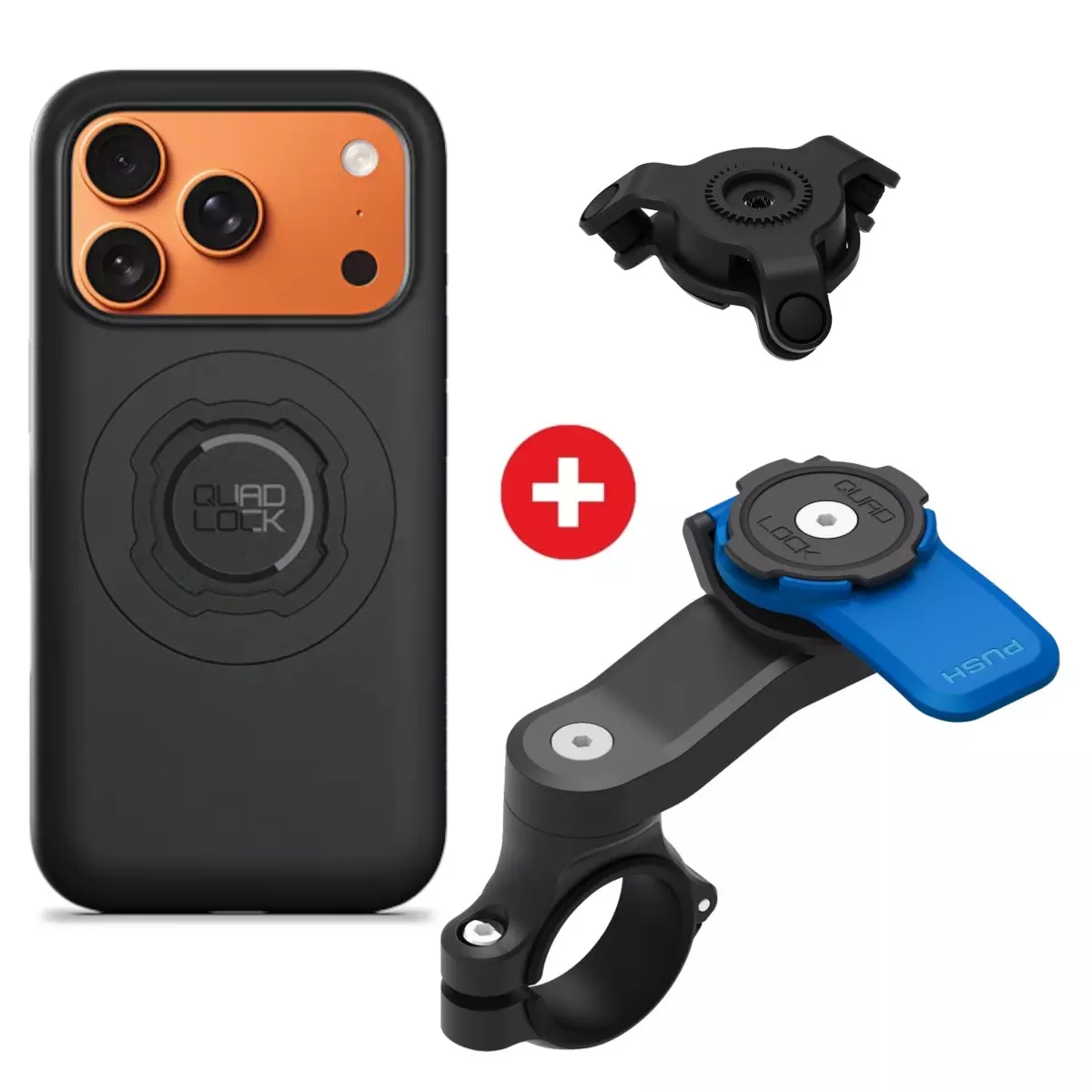 Quad Lock Support Téléphone Guidon Moto Pro Avec Amortisseur + Coque MAG IPhone 12/12 Pro
