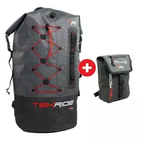 Pack Tekride WP Line Sac à Dos Rudy 50L Noir Gris Rouge + Sacoche de Jambe Portofino 2L
