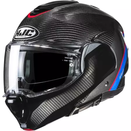 Casque HJC F100 Carbon Stan MC21 Noir Rouge Bleu