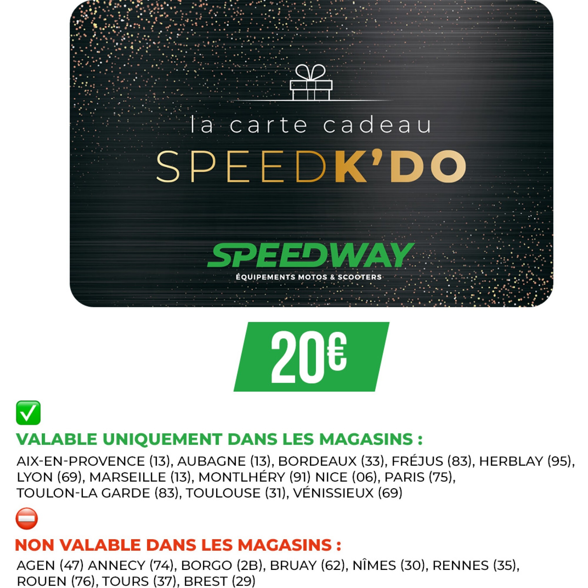 Carte Cadeau Magasin 20€ SpeedK'Do