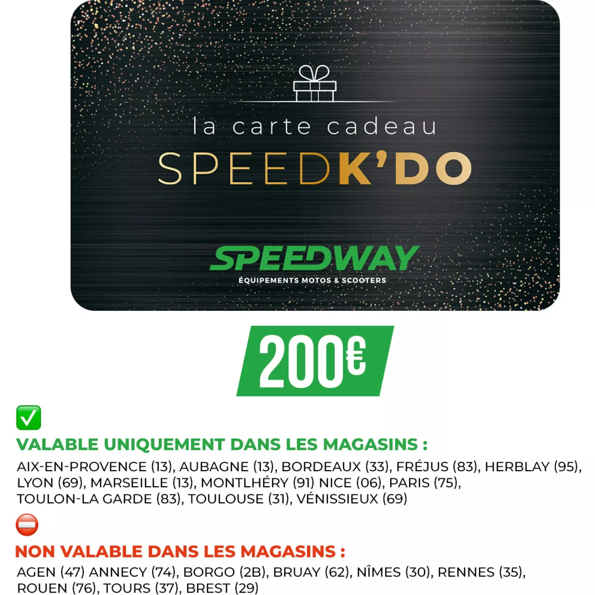 Carte Cadeau Magasin 200€ SpeedK'Do