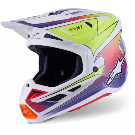 Casque Cross Alpinestars SM7 Fuse Blanc Jaune Violet - Casque Cross ALPINESTARS