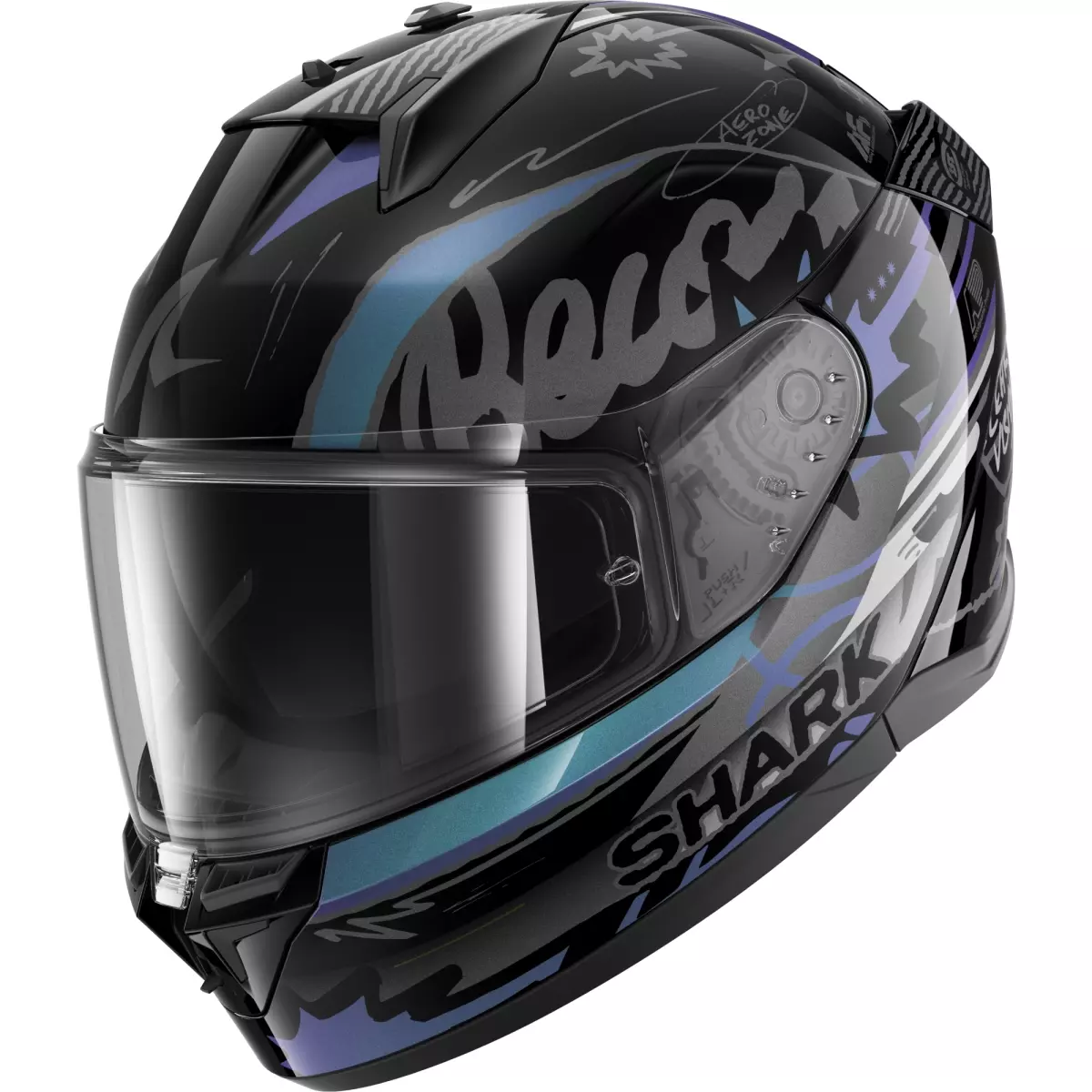 Casque Shark D-Skwal 3 Streetrush Noir Vert Chrome