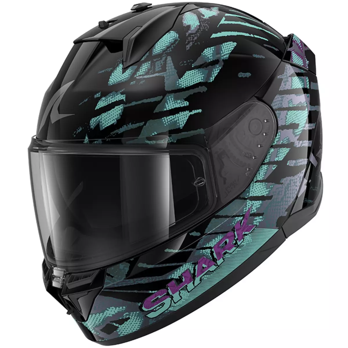 Casque Shark D-Skwal 3 Reptaia Noir Violet Noir Mat