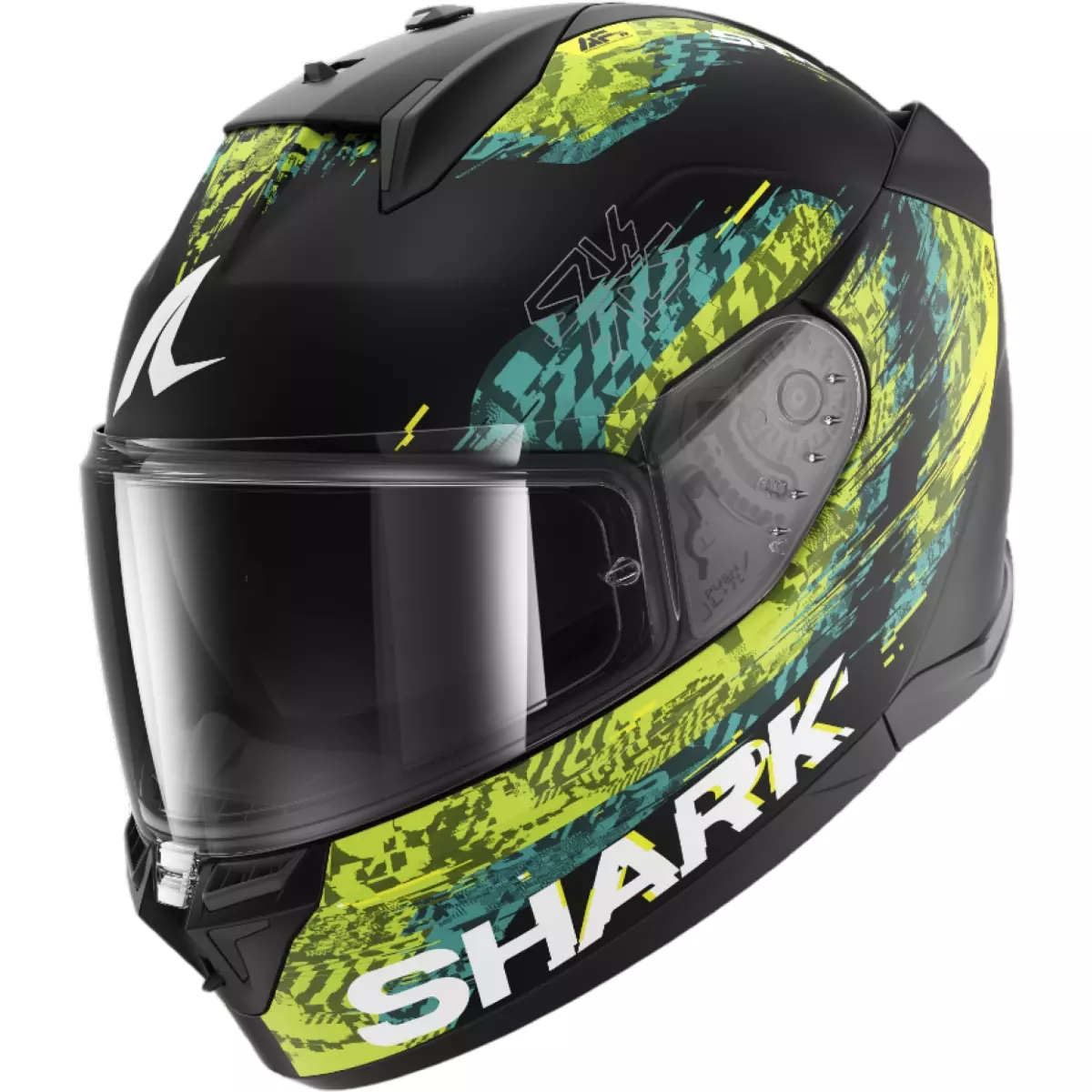 Casque Shark D-Skwal 3 Speed-Vib Noir Vert Bleu Mat