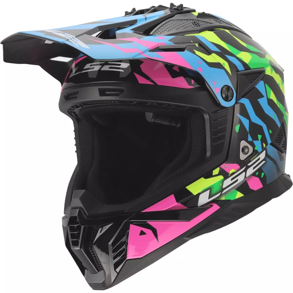 Casque LS2 MX708 Fast II Grotesk Bleu Rose Vert