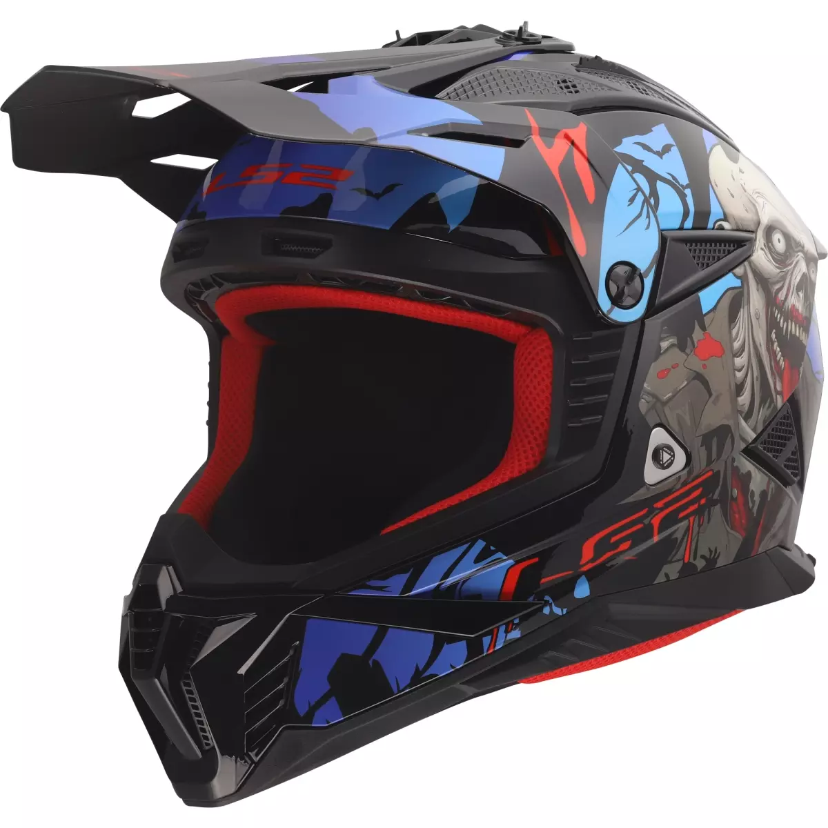 Casque LS2 MX708 Fast II Zombie II Noir Rouge Bleu