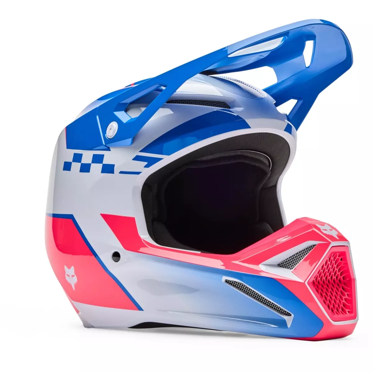 Casque Cross Fox Enfant V1 Collect Bleu Rose