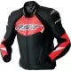 Blouson RST Tractech Evo D3O Cuir Noir Rouge Fluo