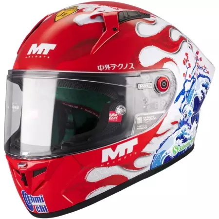 Casque MT Helmets Kre+ S Yamanaka 2025 A5 Rouge Blanc Bleu