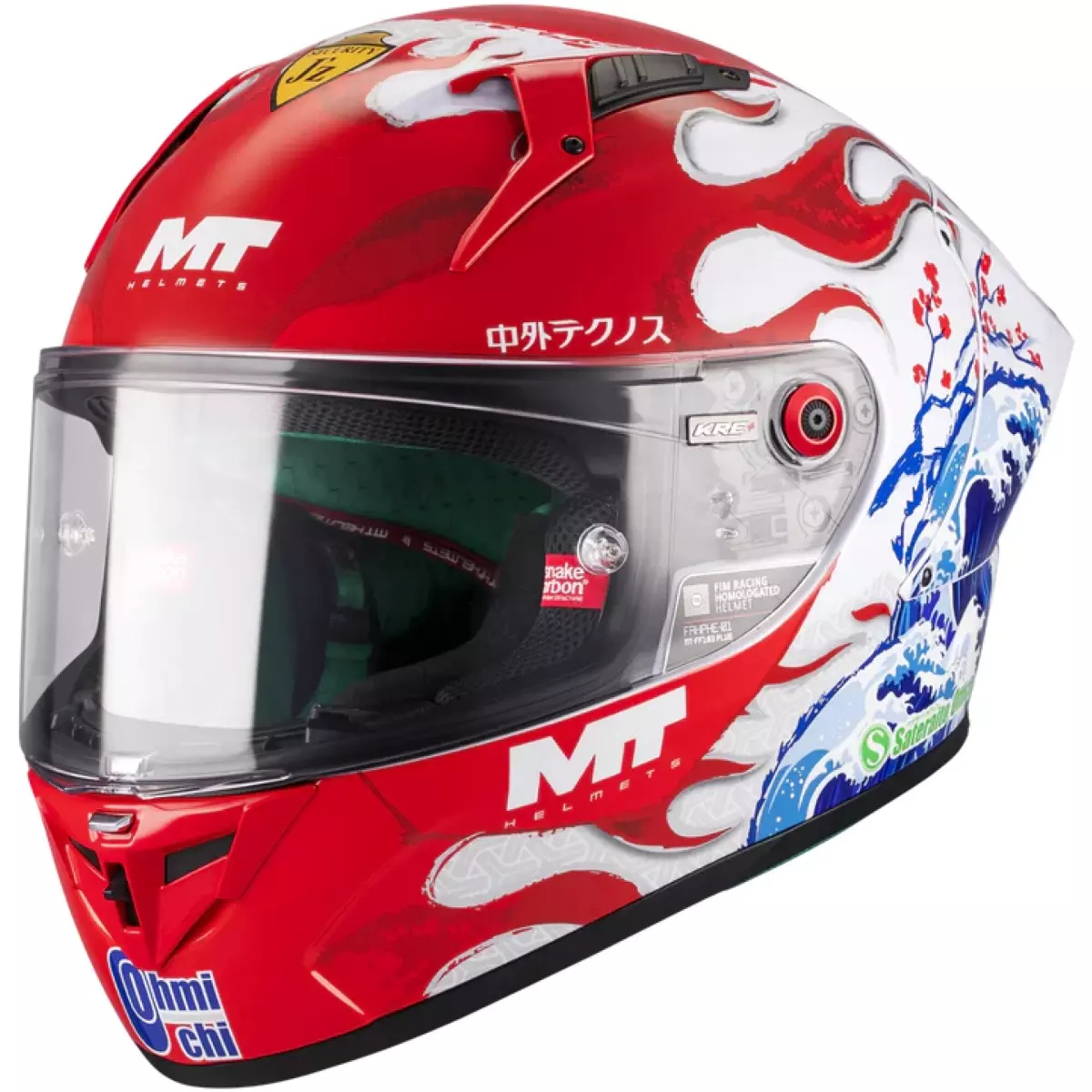 Casque MT Helmets Kre+ S Yamanaka 2025 A5 Rouge Blanc Bleu