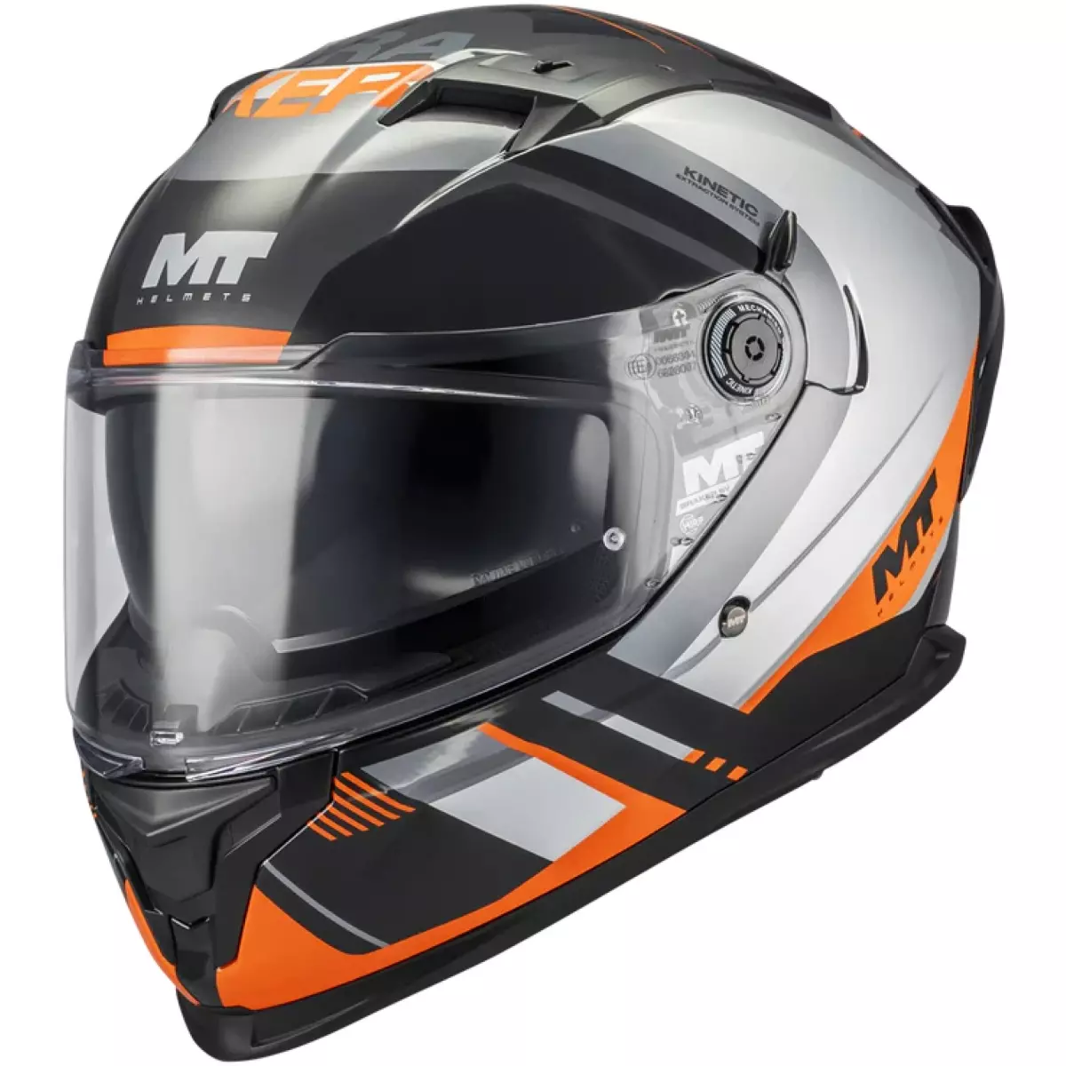 Casque MT Helmets Braker SV Inception B4 Gris Orange Noir