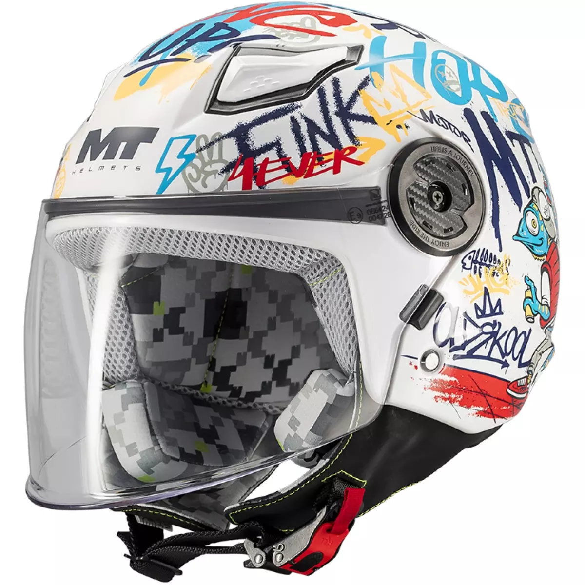 Casque Enfant MT Helmets Lite Crew A5 Blanc Bleu Rouge