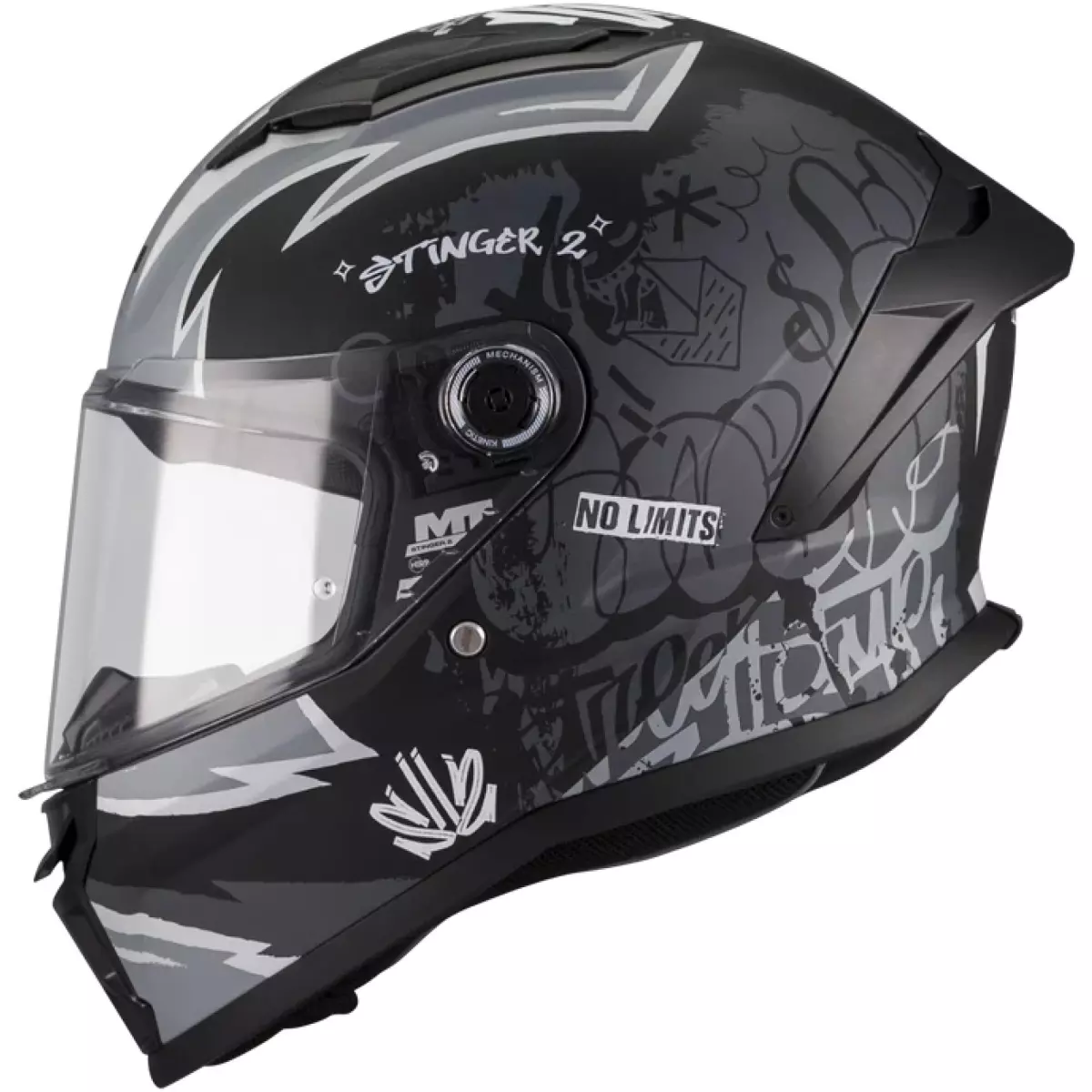 Casque Enfant MT Helmets Stinger 2 Kids Tagger B2 Noir Gris