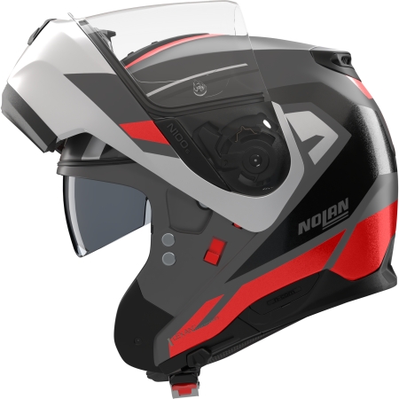 Casque Nolan N100-6 Cinetico 361 Gris Blanc Rouge