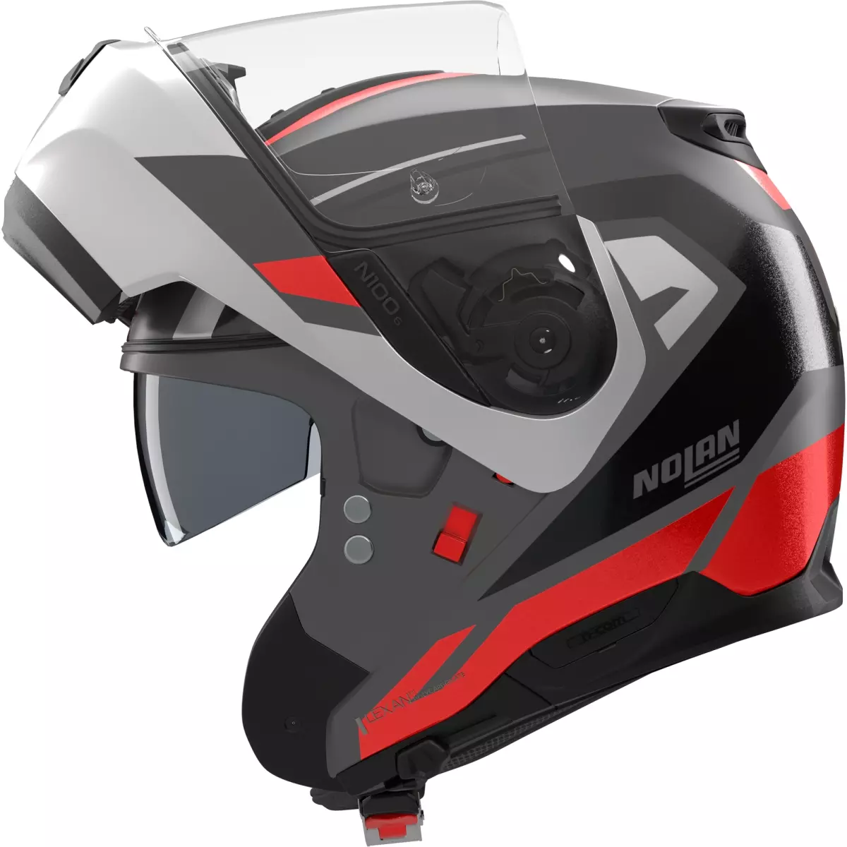 Casque Nolan N100-6 Cinetico 361 Gris Blanc Rouge