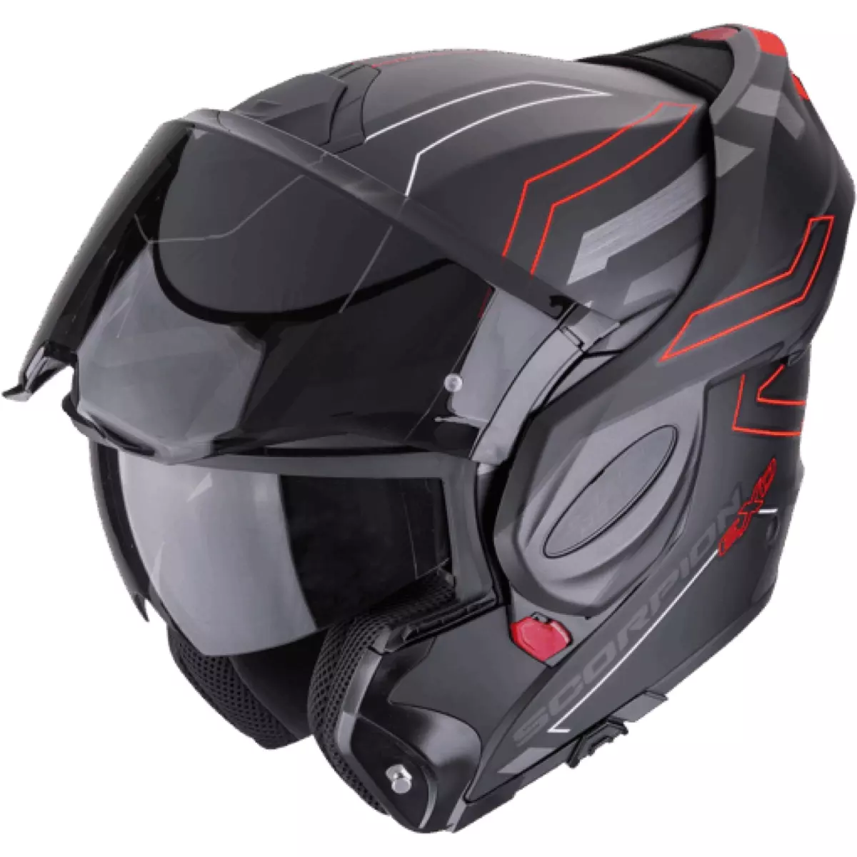 Casque Scorpion Exo-Tech Evo Conquer Noir Mat Rouge