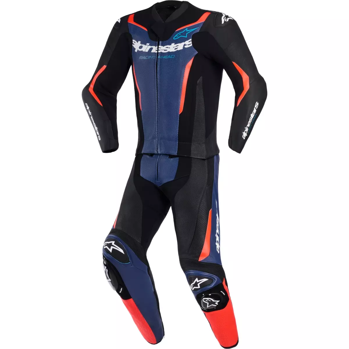 Combinaison 2 Pièces Alpinestars GP Force V2 Noir Bleu Rouge Fluo
