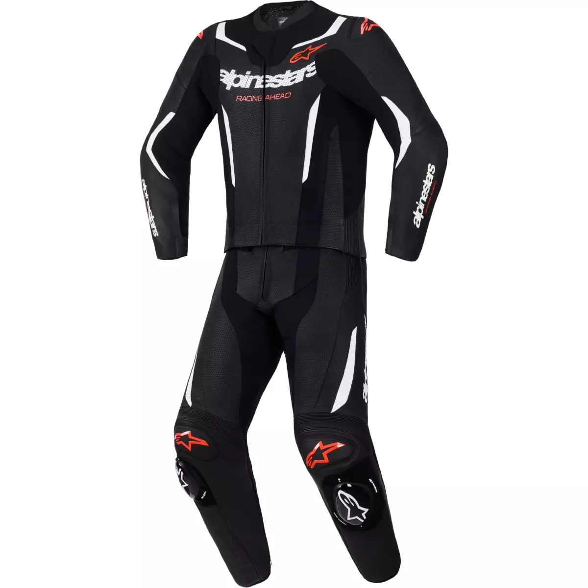 Combinaison 2 Pièces Alpinestars GP Force V2 Noir Blanc Rouge Fluo