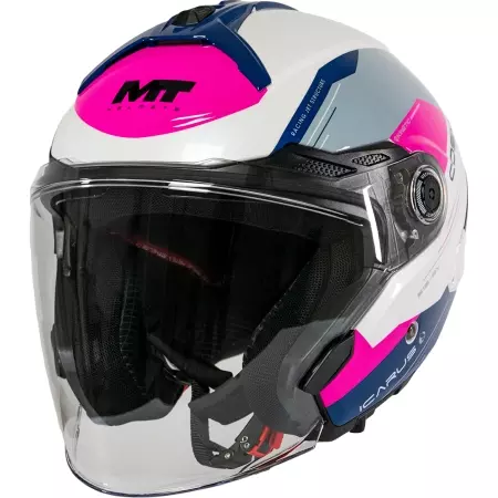 Casque MT Helmets Cosmo SV Icarus A8 Blanc Rose - Casque Jet MT Helmets