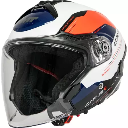 Casque MT Helmets Cosmo SV Icarus A5 Bleu Blanc Rouge - Casque Jet MT Helmets