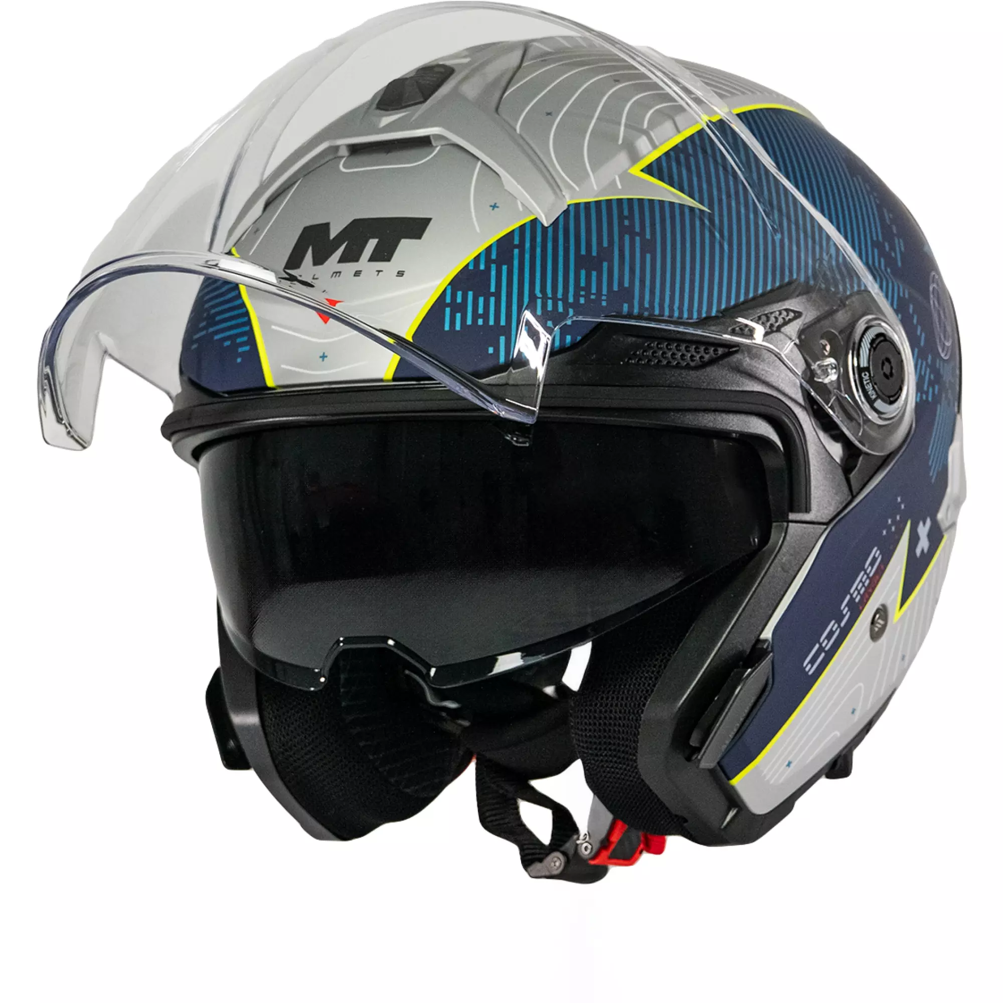 Casque MT Helmets Cosmo SV Layout C7 Gris Bleu - Casque Jet