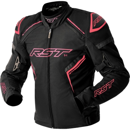 Blouson Femme RST S1 D3O Noir Rose Fluo