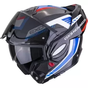 Casque Scorpion Exo-Tech Evo Carbon Cosy Noir Bleu Rouge