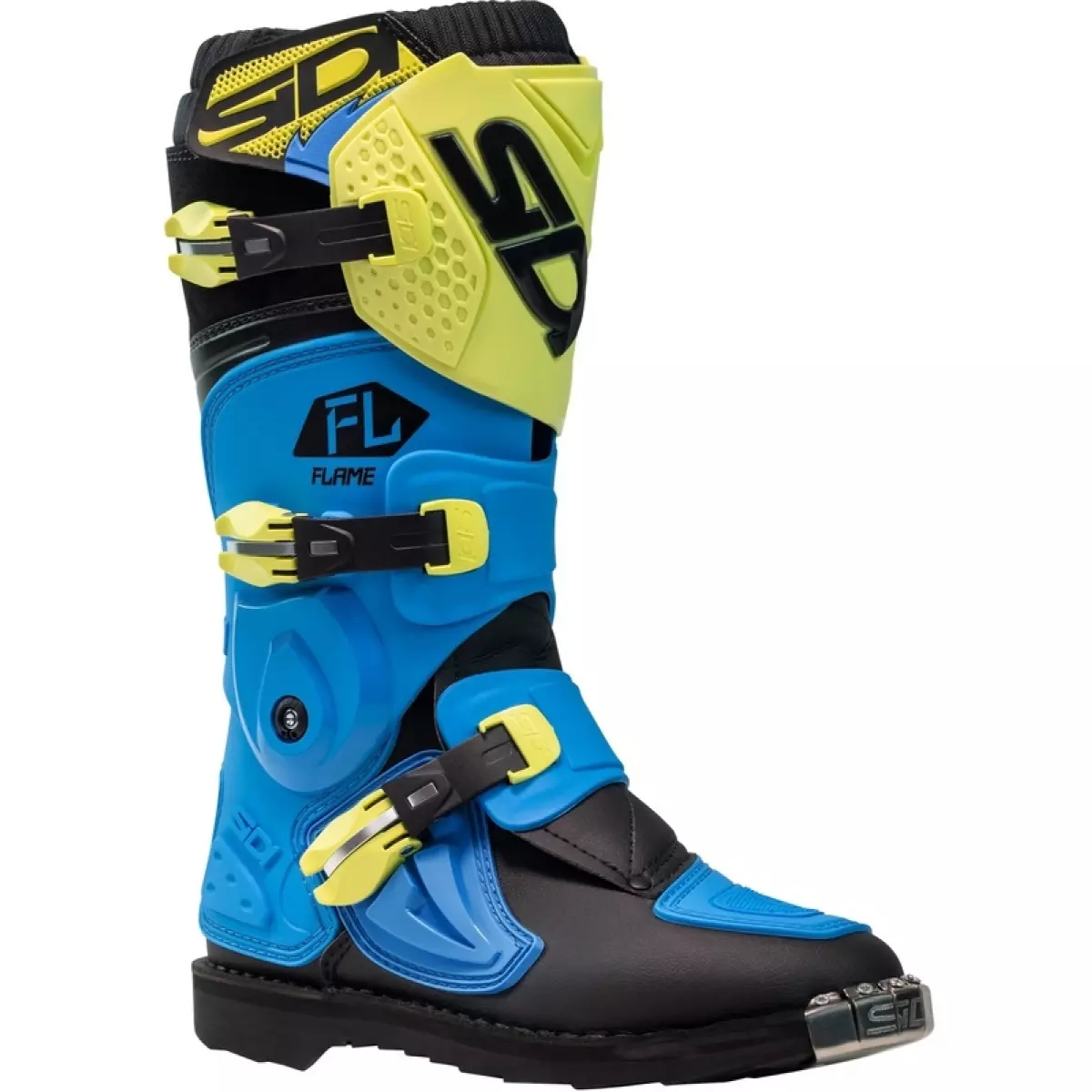 Bottes Cross Sidi Flame Bleu Jaune Noir