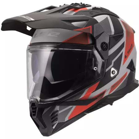 Casque LS2 MX702 Pioneer II Block Gris Rouge - Casque Intégral LS2