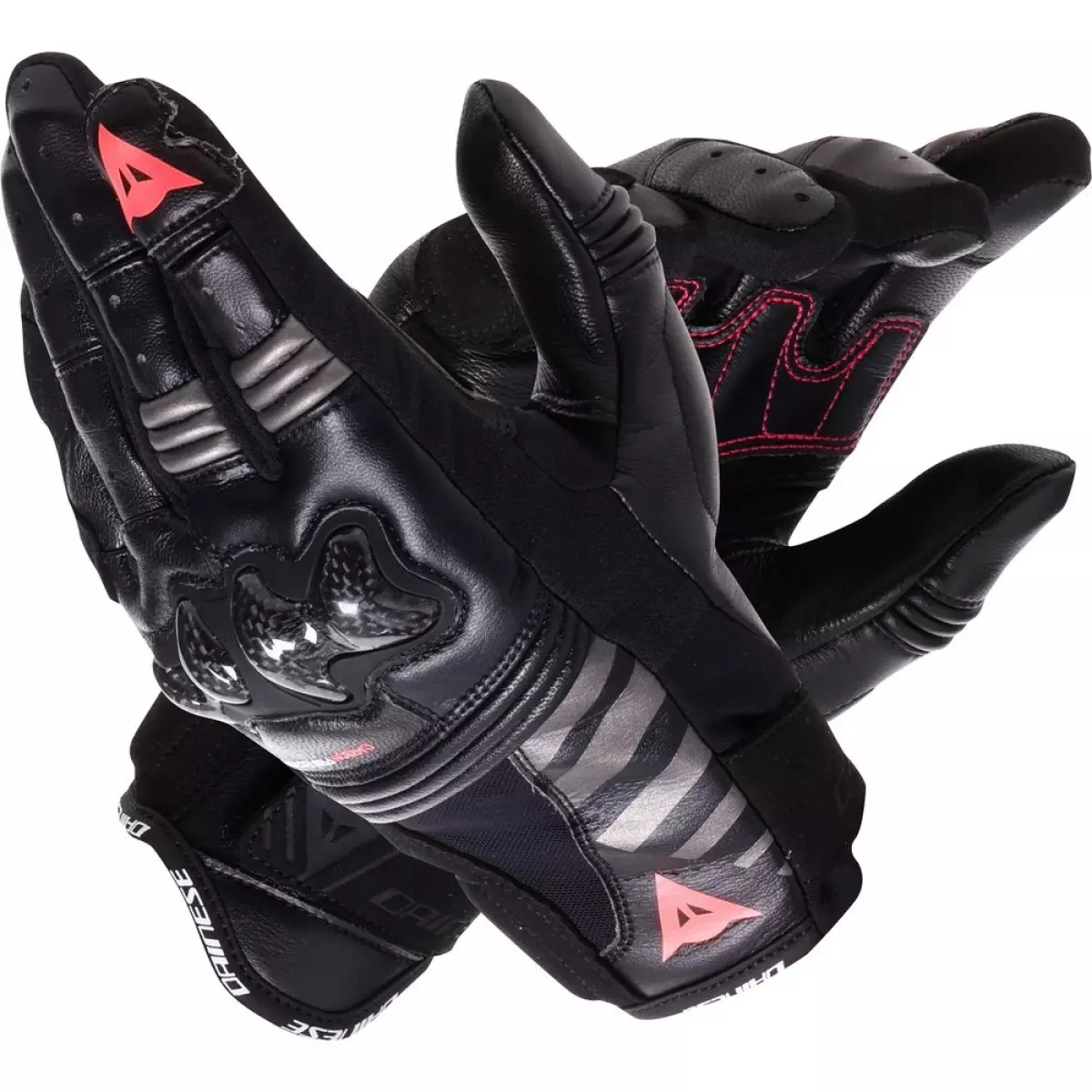 Gants Femme Dainese Reacto Carbon Court Noir Rose Fluo
