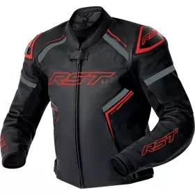 Blouson RST S1 D3O Cuir Noir Rouge