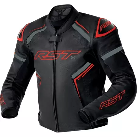 Blouson RST S1 D3O Cuir Noir Rouge - Blouson Moto RST