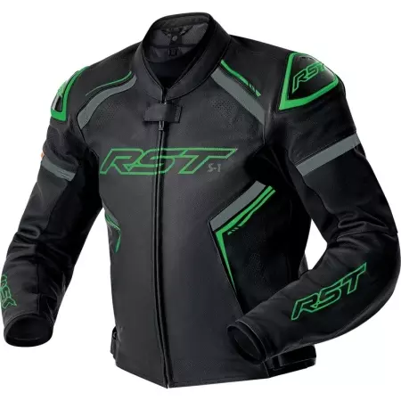Blouson RST S1 D3O Cuir Noir Vert Fluo - Blouson Moto RST