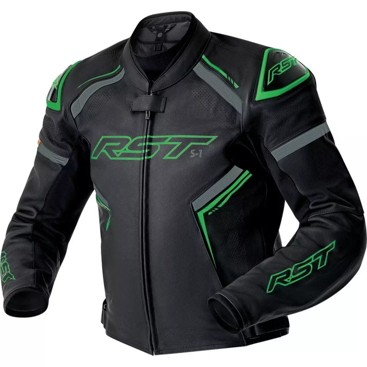 Blouson RST S1 D3O Cuir Noir Vert Fluo
