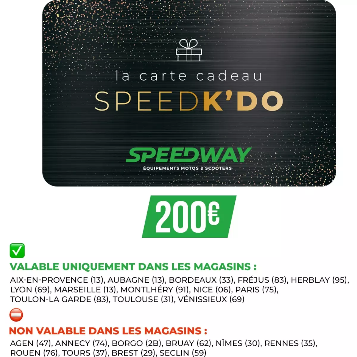 Carte Cadeau Magasin 200€ SpeedK'Do