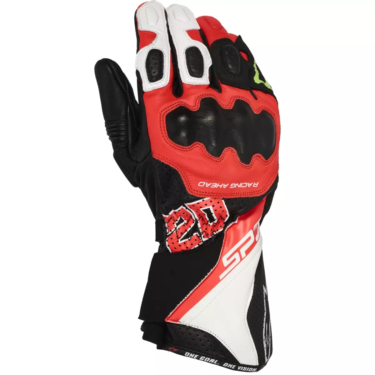 Gants Alpinestars FQ20 SP-3 Monster Noir Rouge Fluo Blanc